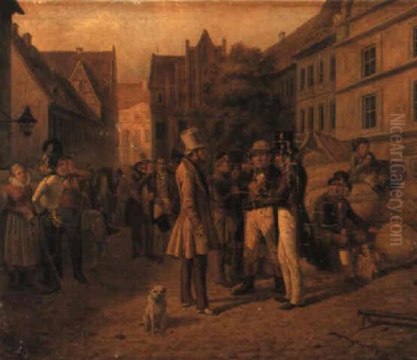 Townsfolk In A Square, Dusseldorf by Jacob Munk