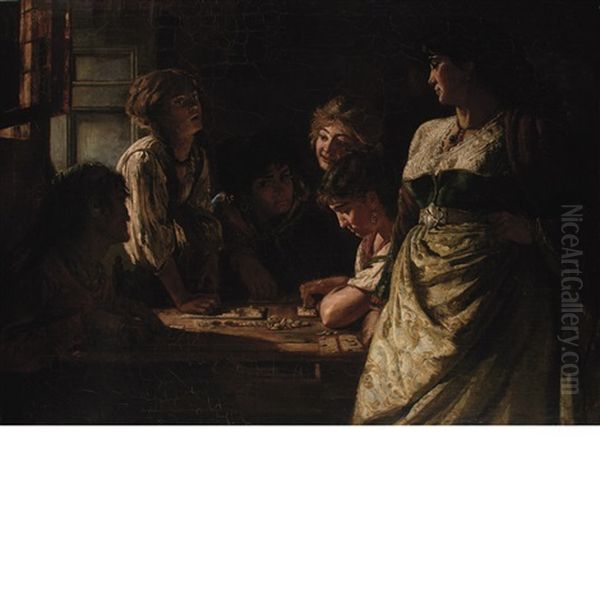 Gypsies Playing A Board Game by Mihaly Munkacsy