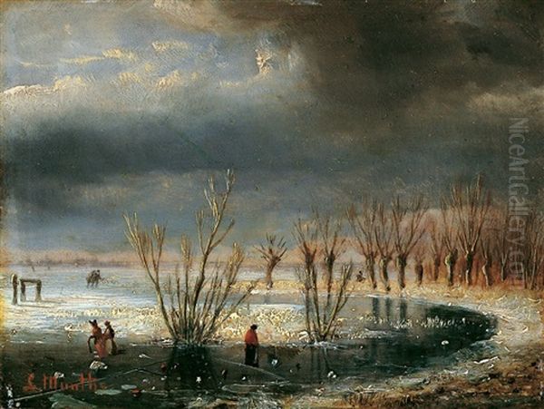 Winterlandschaft Mit Eislaufern by Ludwig Munthe