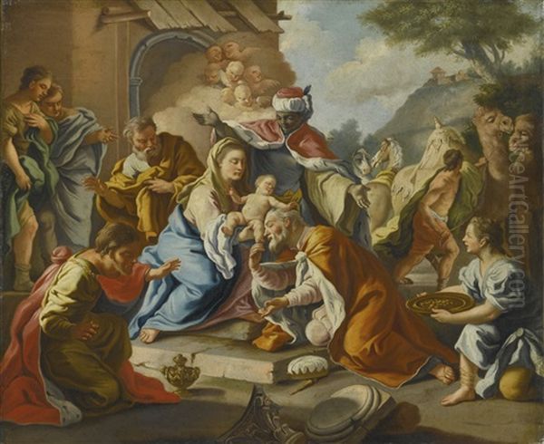 The Adoration Of The Magi by Francesco de Mura