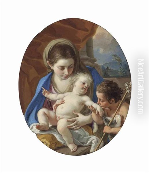 The Madonna And Child With The Young Saint John The Baptist by Francesco de Mura