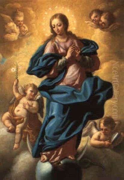 Maria Immaculata Auf Wolken, Von Engeln Umgeben by Francesco de Mura