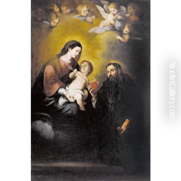 Der Heilige Augustinus Mit Maria Und Kind by Bartolome Esteban Murillo