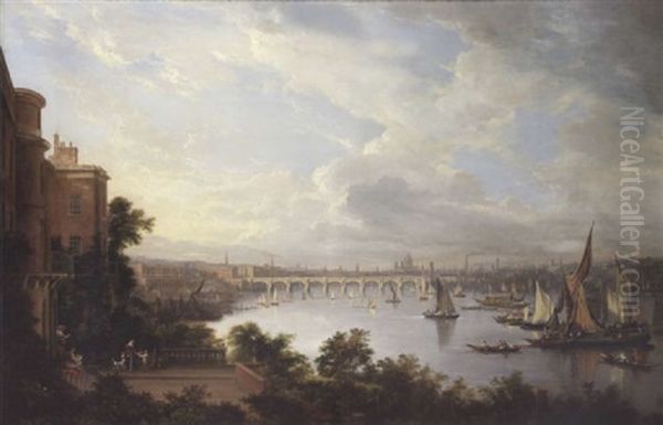 A Prospect Of London, Seen From The Earl Of Cassils's Privy Garden, With Waterloo Bridge Beyond by Alexander Nasmyth