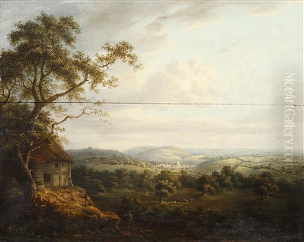 Extensive Rural Landscape With Distant Town by Patrick Nasmyth