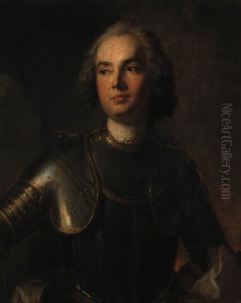 Portrait Of Charles-guillaume-louis, Marquis De Broglie, In Armour by Jean Marc Nattier