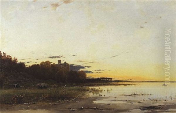 Sonnenuntergangsstimmung Am Seeufer by Louis (Ludwig) Neubert