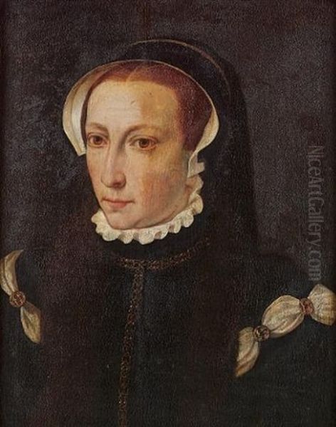 Portrait Of A Lady, Bust-length, In Black Costume With A Fur-trimmed Coat And A Black Headress by Nicolas Neufchatel