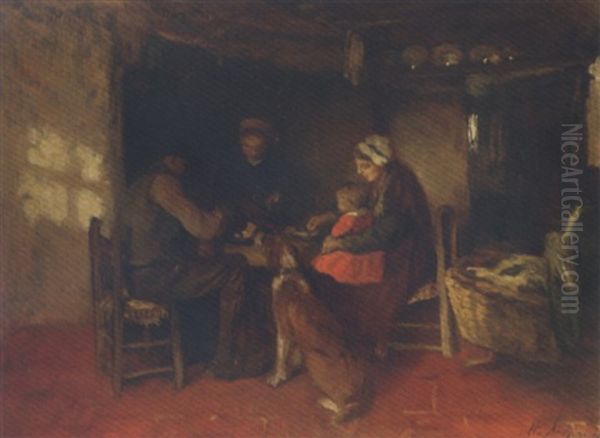 Familie Aan De Maaltjid:  A Family Meal by Albert Johan (Jan) Neuhuys