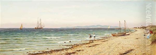 Children Playing On The Shore by Johan Jens Neumann