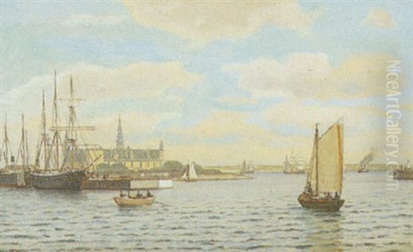 Havneparti Med Kronborg I Baggrunden by Johan Jens Neumann