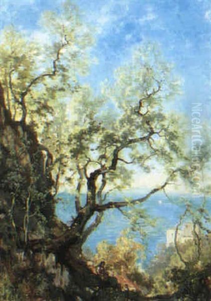 Uferlandschaft Mit Blick Auf Vesuv by Francois Louis Fritz Niederhausern