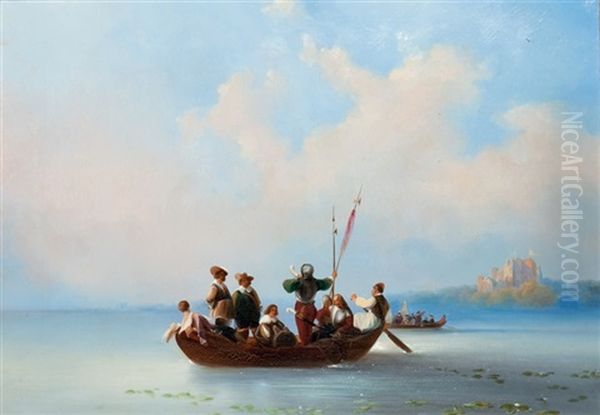 Soldiers In A Boat Leaving A Fort by Olga (Grand Duchess) Nikolaevna