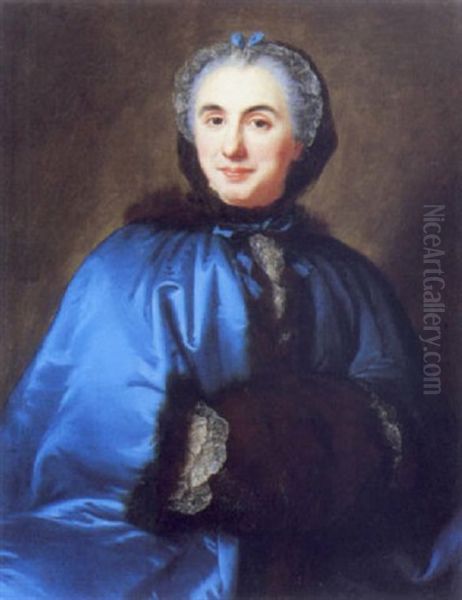 Portrait De Femme A La Robe Bleue by Donat Nonotte