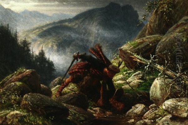 Im Schottischen Hochgebirge. Zwei Clanmitglieder Im Erbitterten Gefecht by Adolf Northen