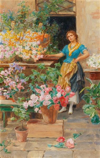 A Venetian Flower Seller by Stefano Novo