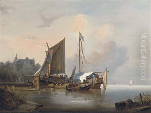 Barges In Dutch Waters by Wijnand Jan Joseph Nuyen