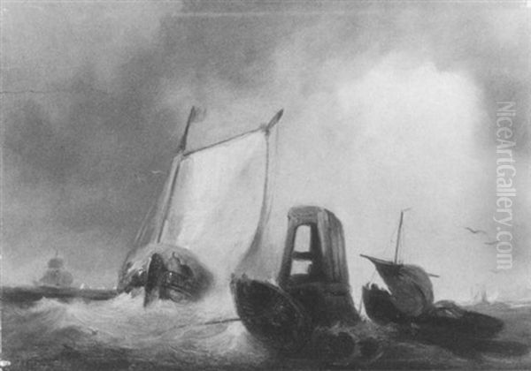 Fischerboote Auf Bewegter See by Wijnand Jan Joseph Nuyen