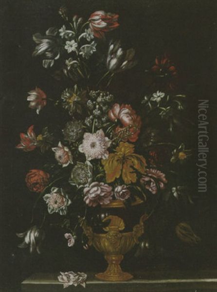 Blumenstrauss In Einer Skulptierten Vase by Mario Nuzzi