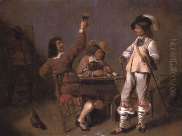 A Soldier Toasting His Companion In An Inn by Jan Olis