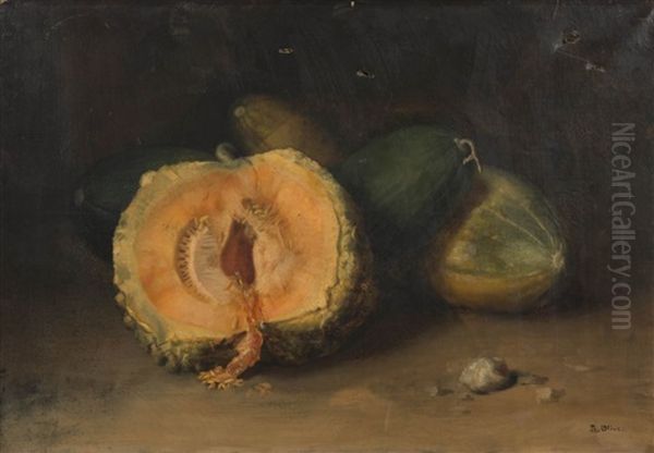 Nature Morte A La Courge Et Aux Melons by Jean Baptiste Olive