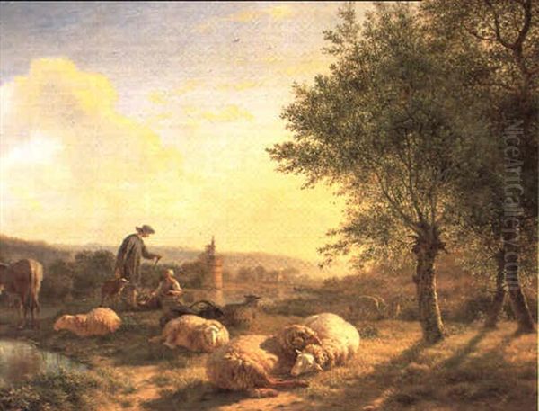 Paysage Avec Personnages Et Moutons by Balthasar Paul Ommeganck