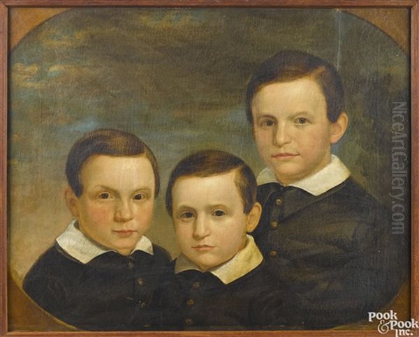 Portrait Of John, Edwin And Eldridge Gary Of Charlestown by Nahum Ball Onthank