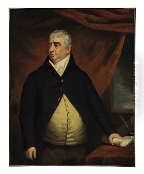 Portrait Of The Right Honorable Charles James Fox Standing Beside A Table by John Opie