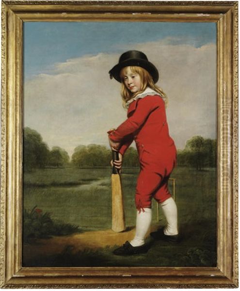 The Red Boy, Portrait Of Master Mcdonough, Holding A Cricket Bat by John Opie