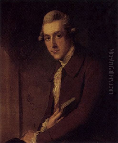 Portrait Of James White, Wearing A Red Coat And Holding A Book by John Opie