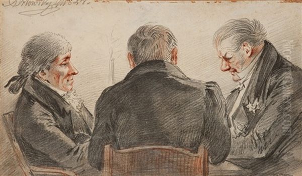 Alexandre De Gessler Playing Cards With Two Friends by Aleksandr Osipovich Orlovsky