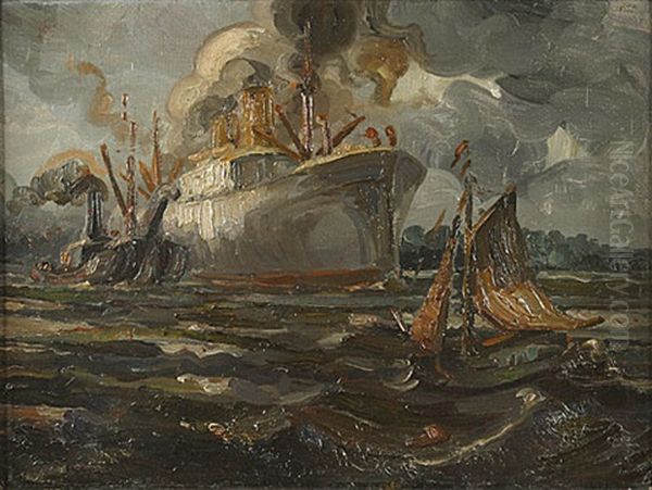 Schepen Op De Schelde by Alfred Ost