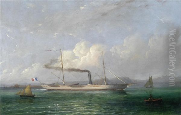 A French Steam Packet Off Elizabeth Castle, Jersey by Philip John Ouless