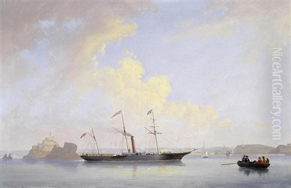 The Screw Steamer Lady Bird Off Elizabeth Castle, Jersey by Philip John Ouless