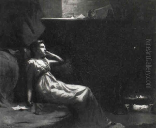 Woman By A Fireplace by Walter Gilman Page