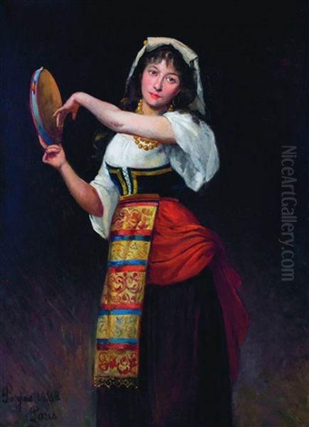 Girl With Tambourine by Jules Francois Pages