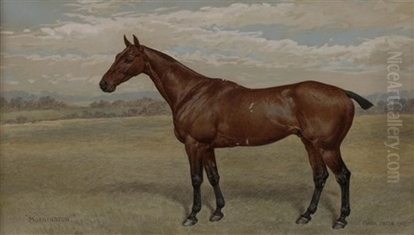 Scimiter Portrait Of A Hunter In A Stable Interior by George Paice