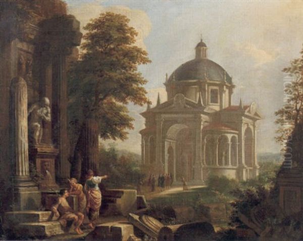 Landskap Med Byggnader Och Figurer by Giovanni Paolo Panini