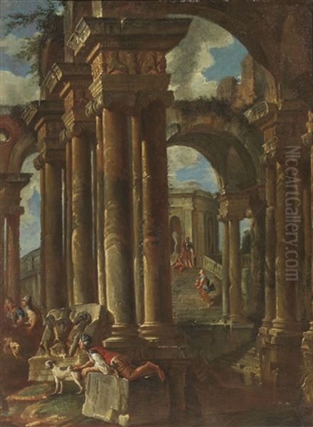 Capriccio Architettonico Con Figure by Giovanni Paolo Pannini