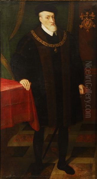 Retrato Del Emperador Carlos V, De Cuerpo Entero, Vestido De Negro, Con El Toison by Juan Pantoja de la Cruz