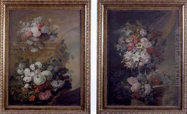 Bouquet De Fleurs (+ Another, Similar; Pair) by Miguel Parra Y Soler