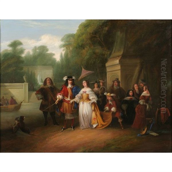 Court Figures In A Garden Setting by Edmond Thomas Parris