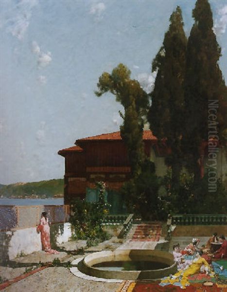 A Quiet Afternoon In The Yali, Constantinople by Alberto Pasini