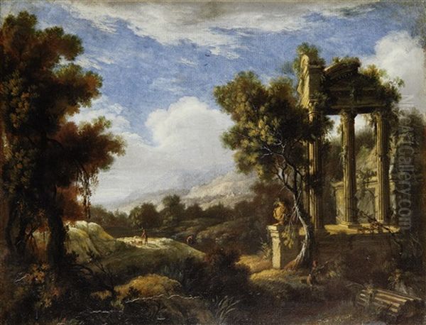 Landscape With Classical Ruins And Figures In The Foreground by Jean-Baptiste Pater