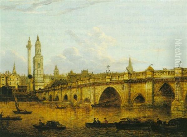 View Of London Bridge With Shipping by John Paul