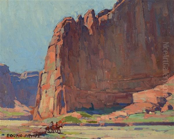 Navajo Riders In Canyon De Chelly by Edgar Alwin Payne