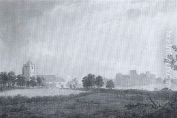 Landscape With A View Of Skenfrith Castel, Monmouthshire by William Payne