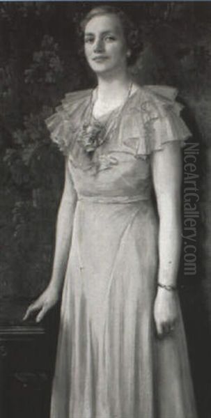 Portrait Of Mrs. M.r. Aykroyd, Wearing A Purple Dress by Ralph Peacock