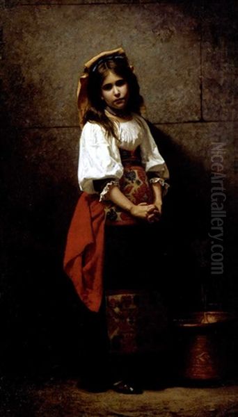 L'italienne (at The Fountain) by Charles Sprague Pearce