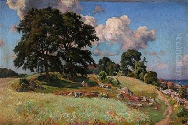 Summer Landscape With A View Towards The Sea by Viggo Pedersen